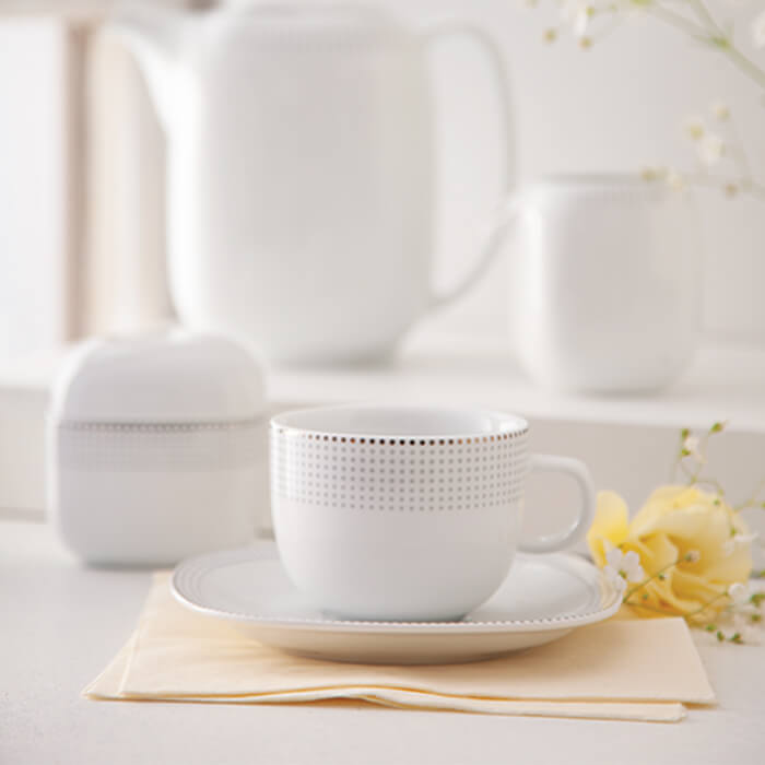 سرویس چای خوری لورن پلاتینی چینی زرین کواترو 12 پارچه