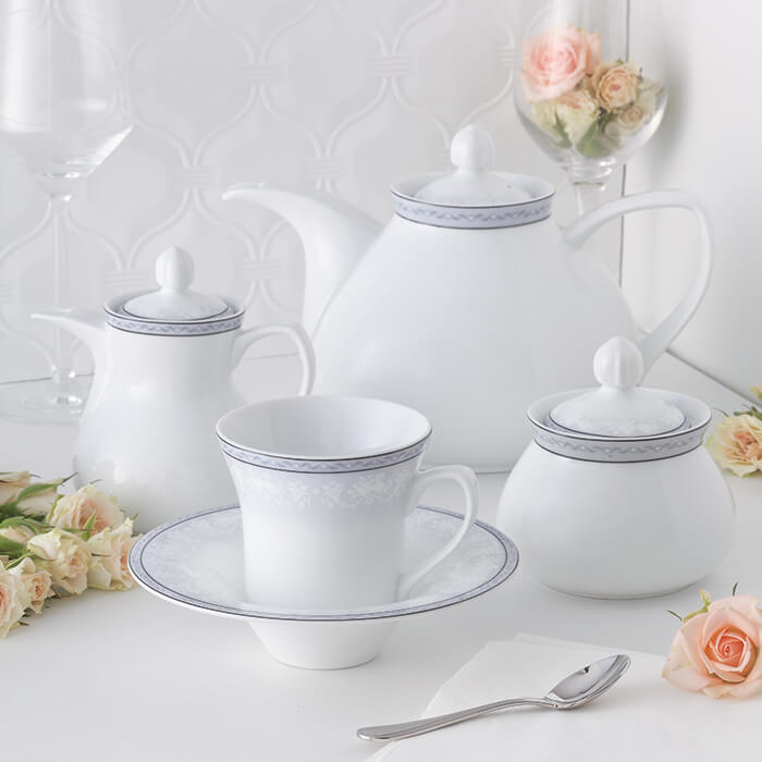 سرویس چای خوری وایت رز 18 پارچه چینی زرین شهرزاد 6 نفره