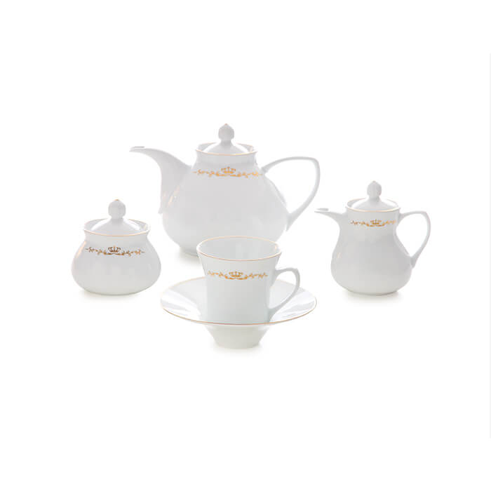 سرویس چای خوری کوئین 18 پارچه چینی زرین شهرزاد 6 نفره