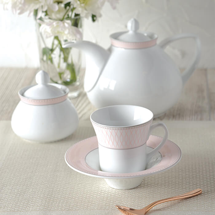 سرویس چای‌خوری شهرزاد طرح ژانتی صورتی