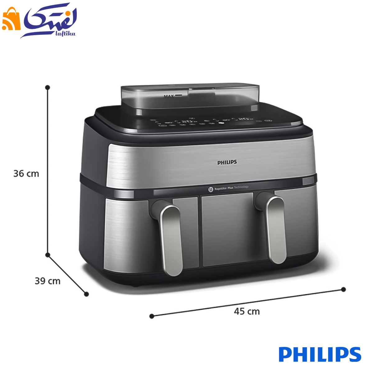 ابعاد سرخ کن NA 555 فیلیپس بدون روغن