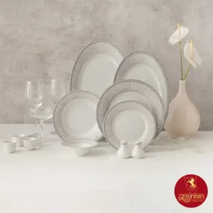 سرویس چینی زرین 108 پارچه شهرزاد طرح ورونا طوسی