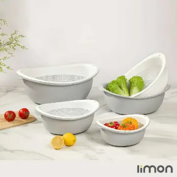 سرویس 8 پارچه آبکش و لگن بیضی لیمون