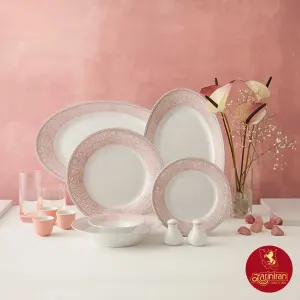 چینی زرین 35 پارچه شهرزاد طرح ورونا صورتی