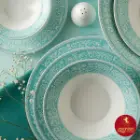 کیفیت سرویس چینی زرین 108 پارچه شهرزاد طرح ورونا فیروزه ای