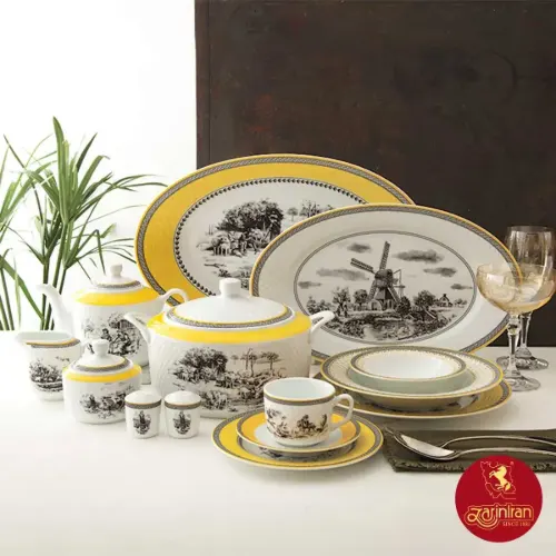 خرید سرویس 12 نفره کامل رادیانس طرح ویلیج چینی زرین