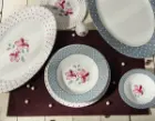 سرویس چینی زرین شش نفره 28 پارچه رویه آرایی ایتالیا اف مدل والنسیا ارغوانی