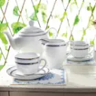 زیبایی سرویس چینی 17 پارچه چای خوری ایتالیا اف چینی زرین پرشیاسرمه ای