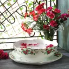 سرویس چینی زرین قاب و قدح هگزان بیدگل