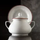 قندان سرویس چینی زرین شهرزاد طرح سپینود ارغوانی 12 نفره 108 پارچه