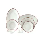 ظروف سرویس چینی زرین شهرزاد طرح سپینود ارغوانی 12 نفره 108 پارچه