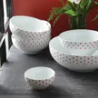 سرویس پیاله 13 پارچه ایتالیا اف چینی زرین اسپاتی قرمز