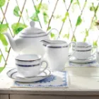 سرویس چینی 17 پارچه چای خوری ایتالیا اف چینی زرین پرشیاسرمه ای مناسب برای مصارف روزمره