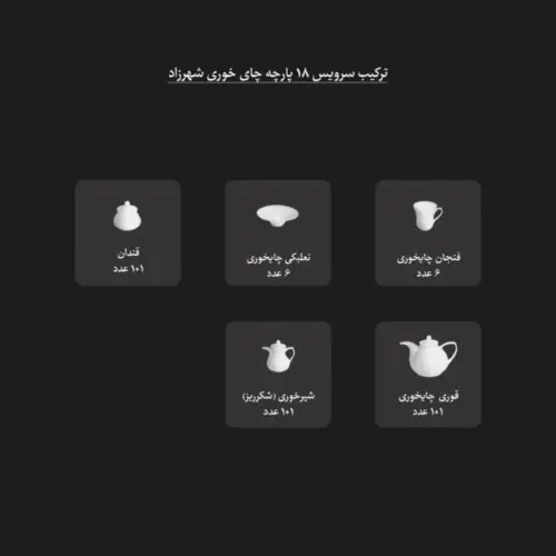 اقلام سرویس 18 پارچه چای‌خوری رویال شهرزاد چینی زرین