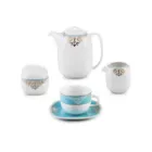 سرویس چینی 17 پارچه چای خوری کواترو چینی زرین آرمیتاژ فیروزه ای