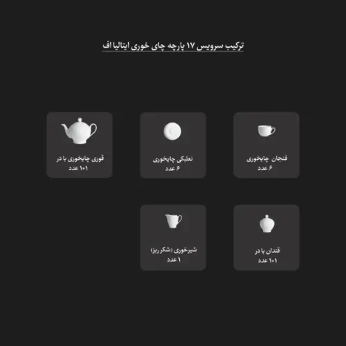 ترکیب اقلام سرویس 17 پارچه چینی زرین