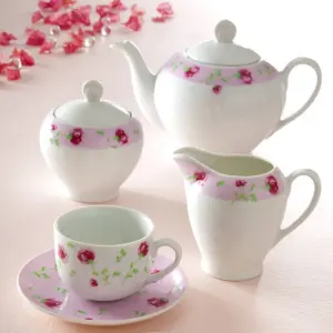 سرویس 17 پارچه چای خوری ایتالیا اف طرح پینک رز با بهترین کیفیت