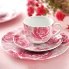 سرویس چینی 17 پارچه چای خوری ایتالیا اف چینی زرین رزتا صورتی