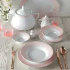 سرویس چینی 108 پارچه کامل غذاخوری چینی زرین ژانتی صورتی