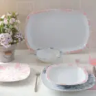 سرویس چینی 27 پارچه غذاخوری کواترو چینی زرین سلنا صورتی