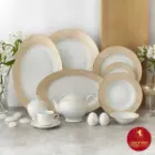 سرویس غذاخوری چینی زرین ایتالیا طرح گلدن رز 12 نفره
