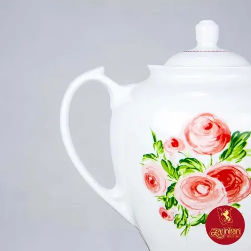 قوری چای هیئتی چینی زرین طرح رزمونت