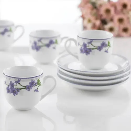 چینی زرین سرویس 12 پارچه قهوه خوری چینی زرین طرح یاس بنفش