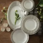 چینی زرین 6 نفره غذاخوری نئوکلاسیک پاستل طوسی