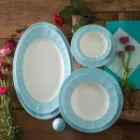 چینی زرین 6 نفره غذاخوری نئوکلاسیک پاستل آبی