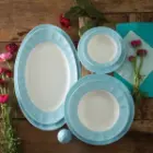 چینی زرین 6 نفره غذاخوری نئوکلاسیک پاستل آبی