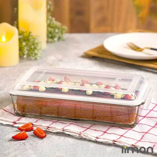 ظرف شیشه ای مستطیل دربدار لیمون 1.4 لیتر کد 2050