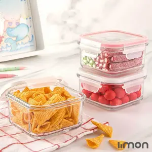 ظرف-شیشه-ای-مربع-دربدار-440-میلی-لیتری-لیمون