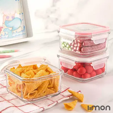 ظرف-شیشه-ای-مربع-دربدار-440-میلی-لیتری-لیمون