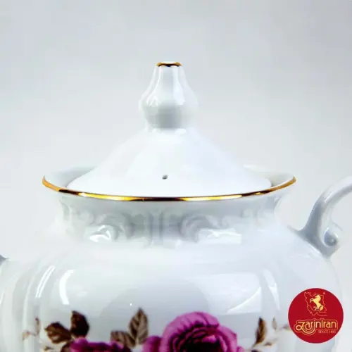 چینی زرین قوری چهار ترک طرح رزفلاور