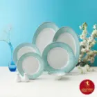 سرویس چینی زرین 35 پارچه شهرزاد طرح ورونا فیروزه ای