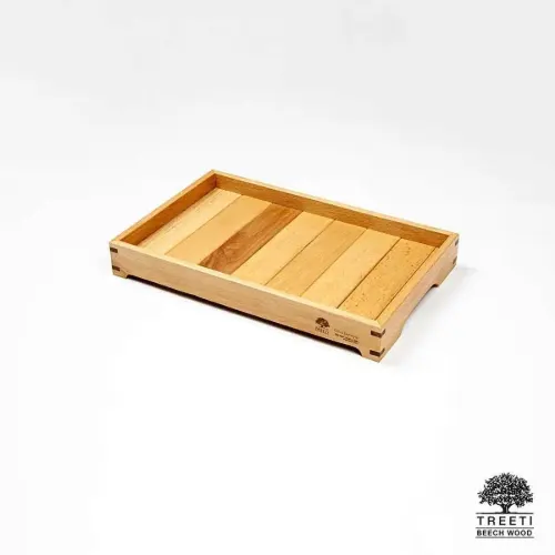 سینی چوبی پایه دار تریتی طرح ژاپنی سایز متوسط B3611