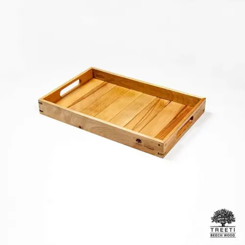 سینی چوبی دسته دار تریتی طرح ژاپنی سایز بزرگ B3622