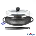 تابه گریل چدنی یونیک بیضی درب دار UN-6011