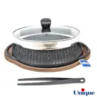 تابه گریل چدنی یونیک بیضی 34 سانتیمتری (سینی چوبی) UN-6019