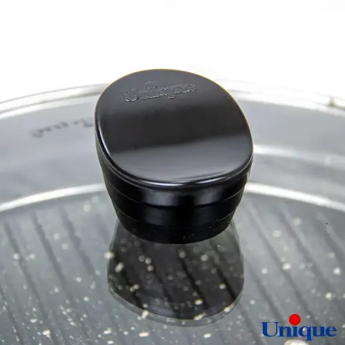 تابه گریل چدنی یونیک درب دار با زیره چوبی UN-6005
