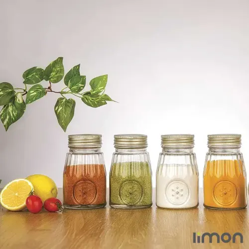 جا ادویه شیشه ای درب فلزی 240 میلی لیتر لیمون