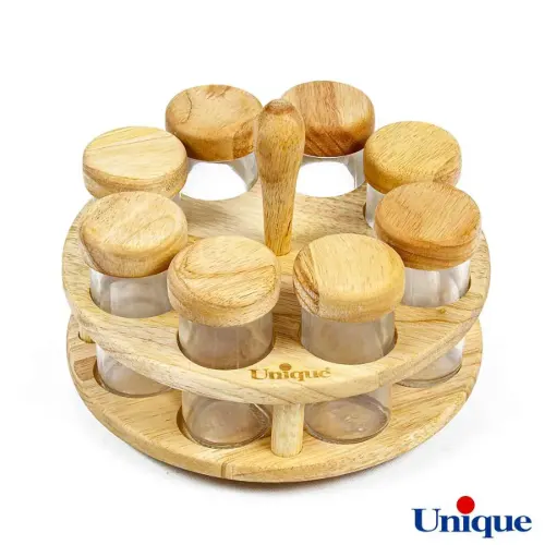 جا ادویه چوبی چرخشی یونیک UN-6117 گرد 8 تایی