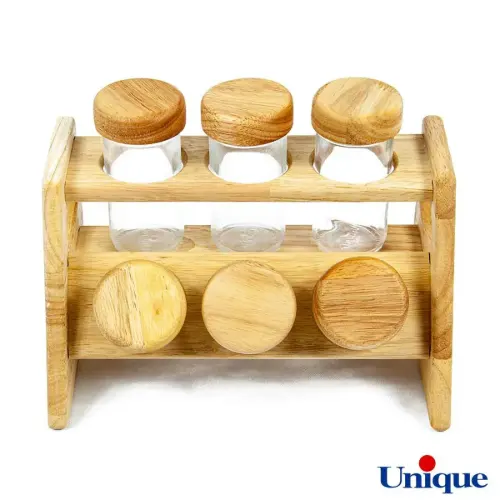 ست ادویه یونیک پایه دار چوبی 6 تایی UN-6121