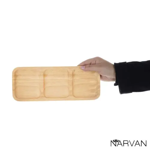 تخته سرو چوبی مستطیل سه خانه نارون R2914