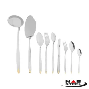 سرویس 124 پارچه ناب استیل مدل پالرمو (دور طلایی)