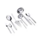 کفگیر سرویس قاشق چنگال پالرمو استیل براق 136 پارچه ناب استیل جعبه پایه دار