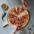 تخته سرو پیتزا تخت چوبی گرد دسته دار نارون بزرگ (دو رو) R2917