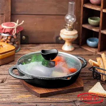 تابه ووک گریل چدن سایز 24 مدل Teyam (با درب شیشه)