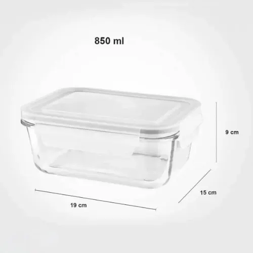 ظرف-شیشه-ای-مستطیل-850-میلی-لیتر-لیمون-ابعاد
