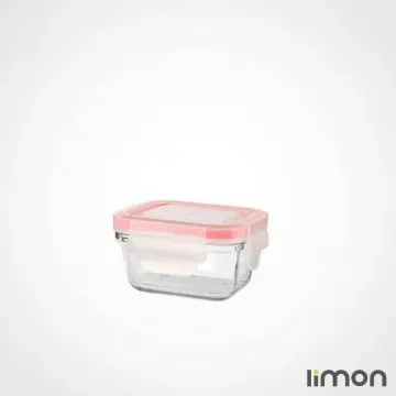 ظرف شیشه ای دربدار مستطیل دربدار 180 میلی لیتر لیمون